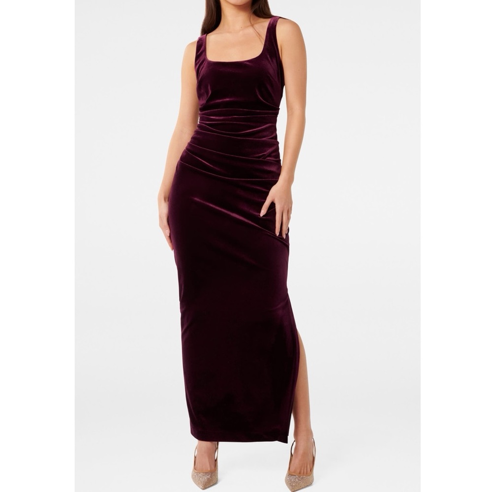 EVER NEW Masara Draped Velvet Gown Berry